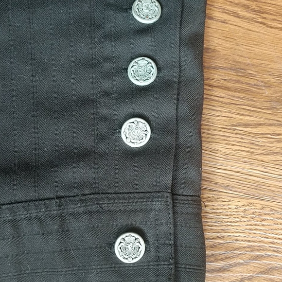 Black Bermuda Length Shorts with Button Details - Picture 4 of 5